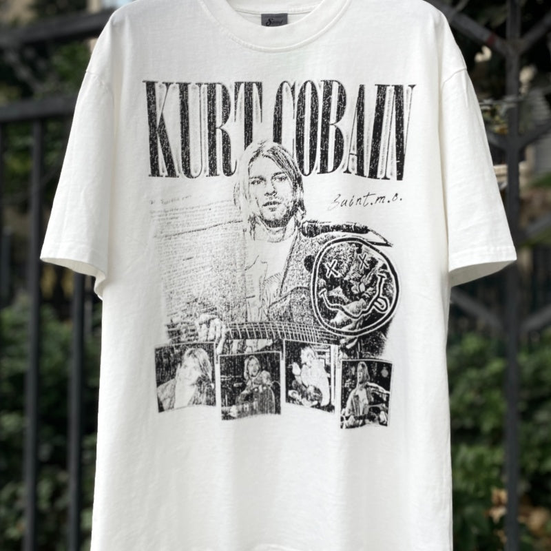 Unisex Vintage T Shirts White Ink Direct-to-Garment Printing ¨C High-Street Retro Style