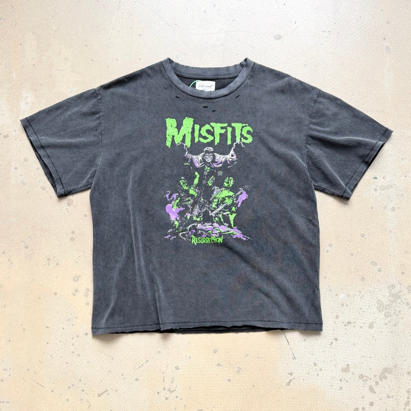 Unisex Vintage T Shirts CHOOOSELF 26SS Misfits: Resurrection Limited Edition ¨C Heavyweight, Washed, Distressed & Destroyed Streetwear T-Shirt (Boxy/Cropped Punk Style)