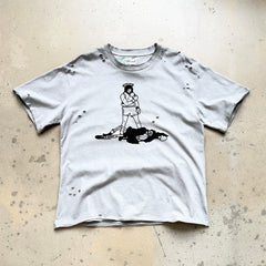 Unisex Vintage T Shirts CHOOOSELF 26SS Kendrick Lamar FFITB Limited Edition ¨C Heavyweight Washed, Distressed & Destroyed Streetwear T-Shirt (Boxy/Cropped Punk Style)