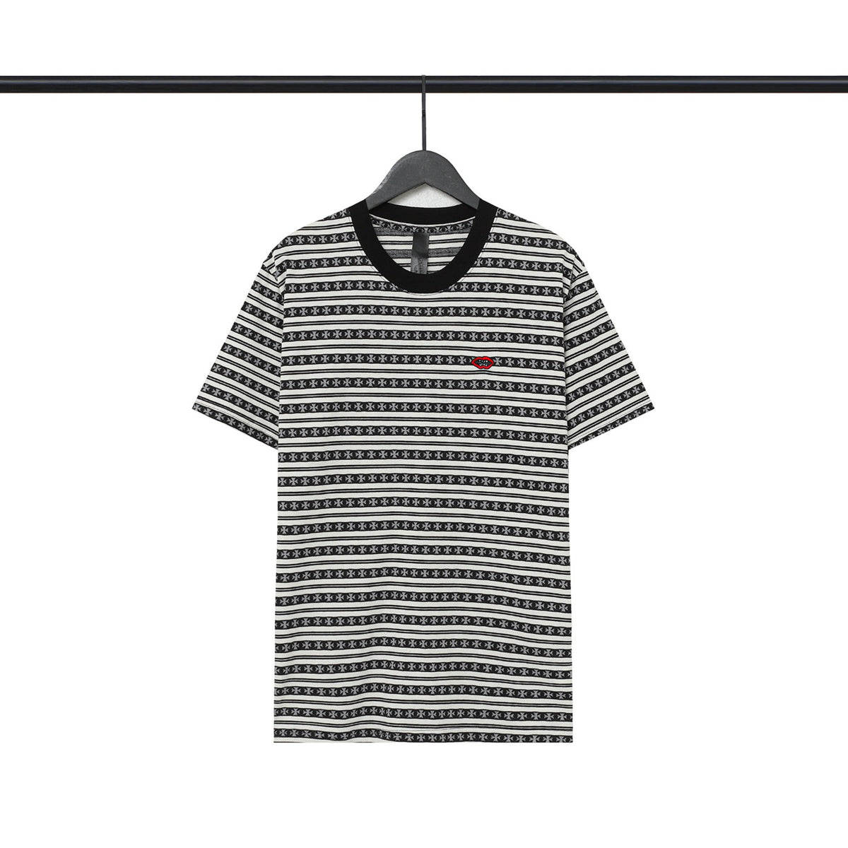 CHH Heart T Shirts Poison Home Stripe Jacquard Embroidery Short Sleeve Couple T-Shirt