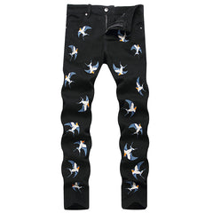 Mens Fashion Jeans Birdprint embroidery 5707#