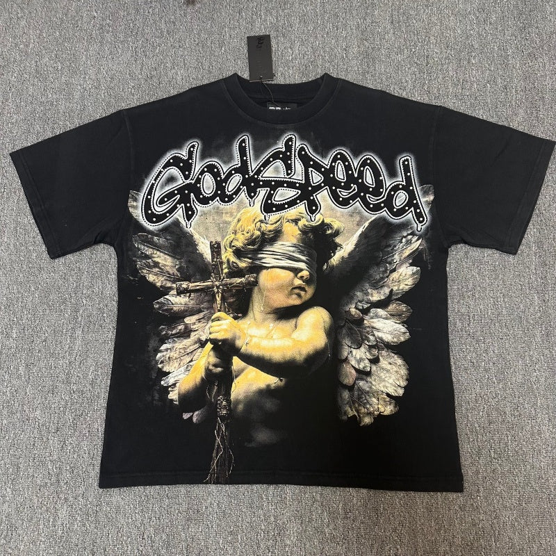 Godspeed T Shirts 100% pure cotton 260g fabric Streetwear fashion Rhinestone