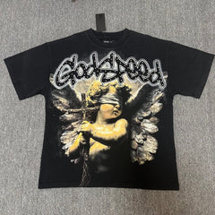 Godspeed T Shirts 100% pure cotton 260g fabric Streetwear fashion Rhinestone