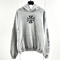 Unisex Vintage Hoodie Saint West Coast Chopper Limited Edition Washed & Distressed Hoodie ¨C Featuring multi-zone handcrafted distressing and a heavyweight fabric with an enzyme-milled, faded wash finish.
