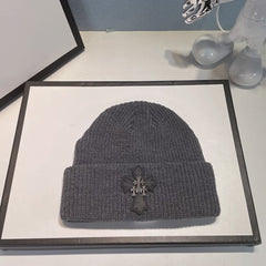 CHH  Heart Beanie Vintage Cross Wool Knitted Hat