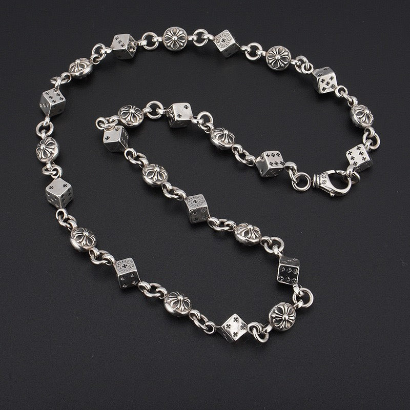 Chrome Hearts Necklace Dice Cross Vintage Cross Flower Men's and Women's Necklaces