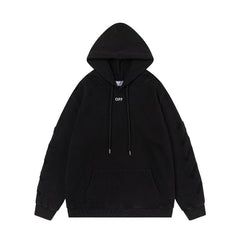 Off White hoodie Black and white portrait oil painting pattern hooded