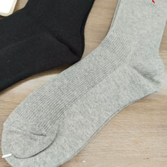 Ami Socks Rice peach heart black and white gray double needle embroidery tall tube casual solid color