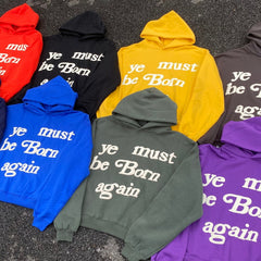 Unisex Vintage Hoodie CPFM Ye Must Be Born Again Fleece-Lined Hoodie