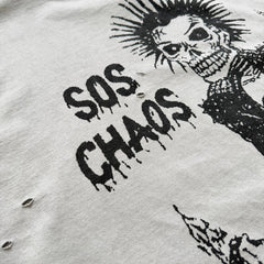 Unisex Vintage T Shirts CHOOOSELF 26SS NO FUTURE IS NOW Limited Edition ¨C A tribute to the Sex Pistols. Heavyweight, washed, distressed, and destroyed street-style T-shirt featuring a boxy, cropped punk aesthetic.