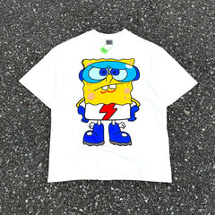 Unisex Vintage T Shirts CSF SpongeBob ¨C American vintage / West Coast hip-hop style fit. Features white-ink direct printing and a heavyweight, distressed wash finish. High-street short-sleeve tee with an unbeatable feel and texture.