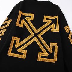 OW cordon arrow pattern pullover hooded sweatshirt