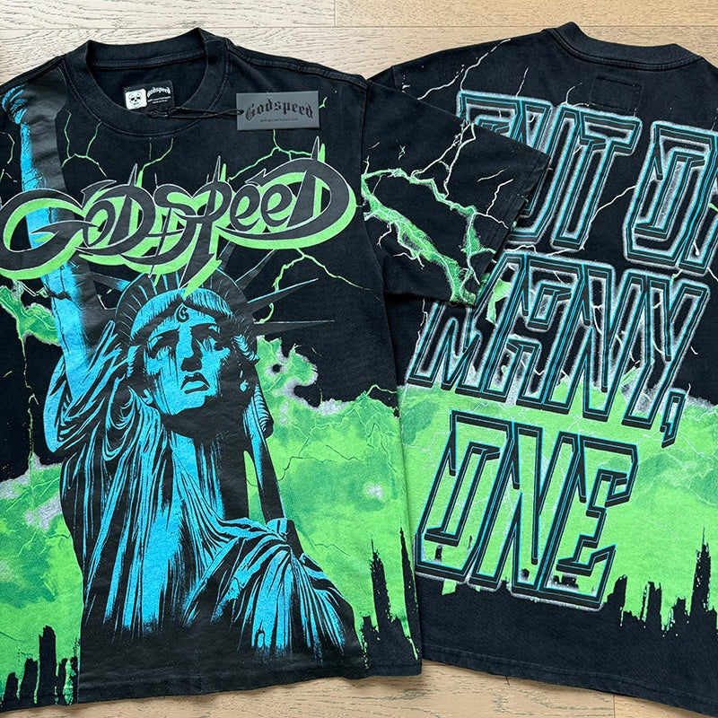 Godspeed T Shirts statue of Liberty 100% pure cotton 260g fabric
