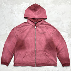 Unisex Vintage Hoodie Oversized, relaxed-fit layered jacket; natural washed-out, faded, and distressed finish; hand-distressed details in multiple areas; pure cotton.