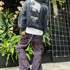 Unisex Vintage Hoodie ENFANTS RICHES DEPRIMES (ERD) ¨C Oversized zip-up hoodie featuring Madonna illustrations, multiple patch prints, a washed/distressed finish, and a relaxed silhouette.