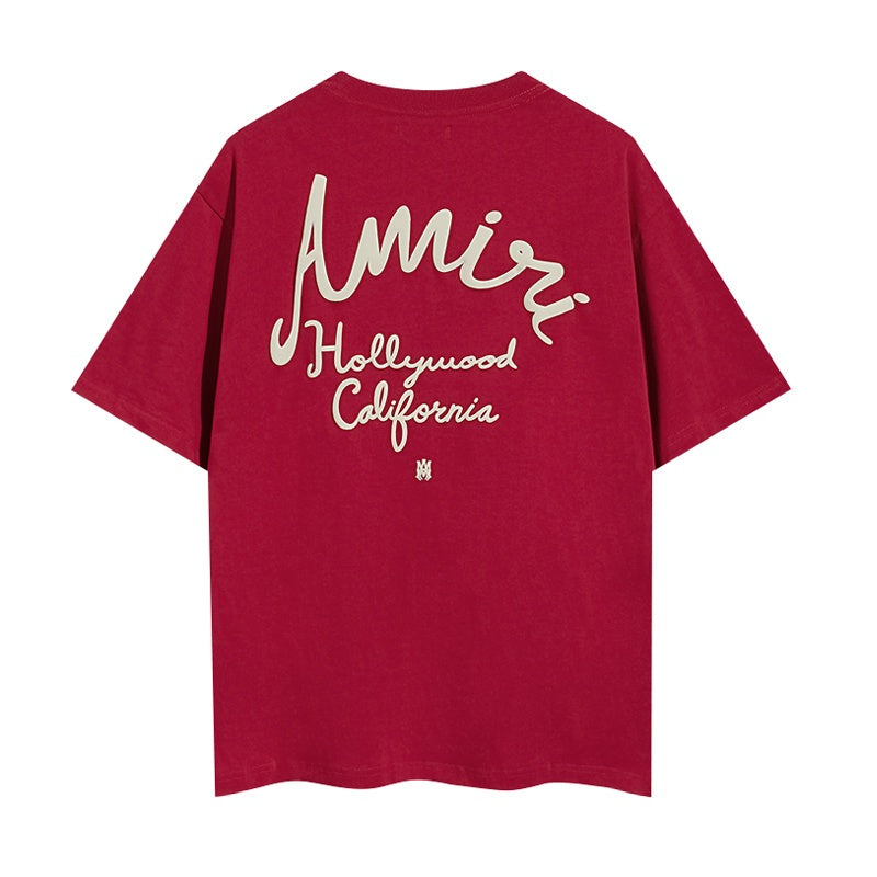 Amiri T Shirts Red text