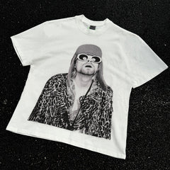 Unisex Vintage T Shirts Nirvana short-sleeve tee featuring a West Coast street-style graffiti and hip-hop aesthetic; crafted from heavyweight fabric with a distressed wash finish and direct-to-garment white ink printing.