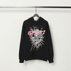 Sp5der hoodie Pink letter spiderweb Pure cotton high quality spring/summer