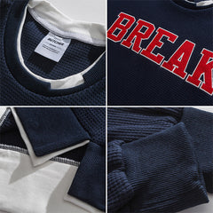 Men Pullover Hoodie Sweater Men's Retro Loose All-Match Long Sleeve