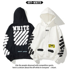 Off White hoodie 喷墨字母箭头图案加绒连帽