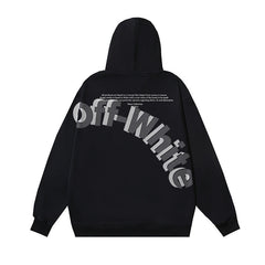 OW oblique LOGO letter print pullover hooded sweater
