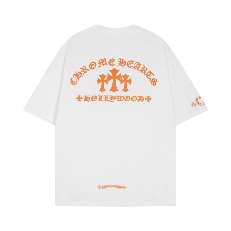 CHH Heart T Shirts CROW Summer Short Sleeve Embroidery Crew Neck Loose