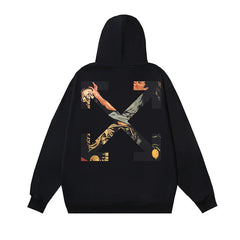 OW Skull Girl print pullover hooded sweater