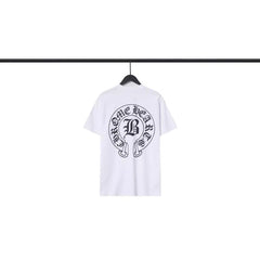 CHH Heart T Shirts Sanskrit Cross Print Loose Short Sleeve T-Shirt