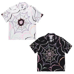 GUILTYPARTIES TIGER Shirts 21AW WOLF'S HEAD Spider Web, Hawaiian Short Sleeve Shirt Men