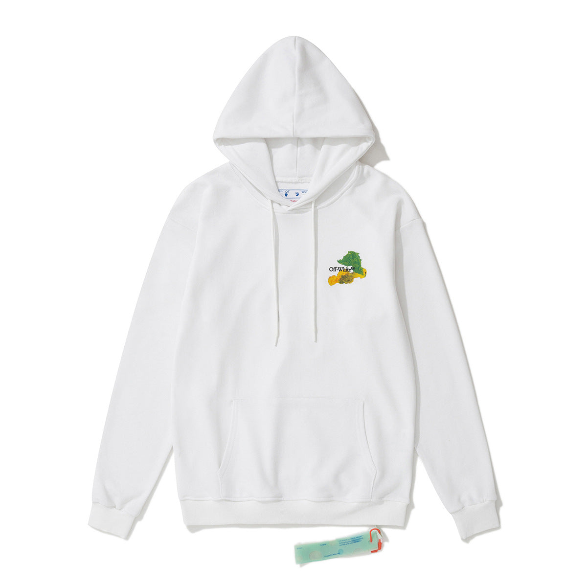 Off White hoodie Multicolored Leaf Arrow Pattern Crew Neck Hoodie