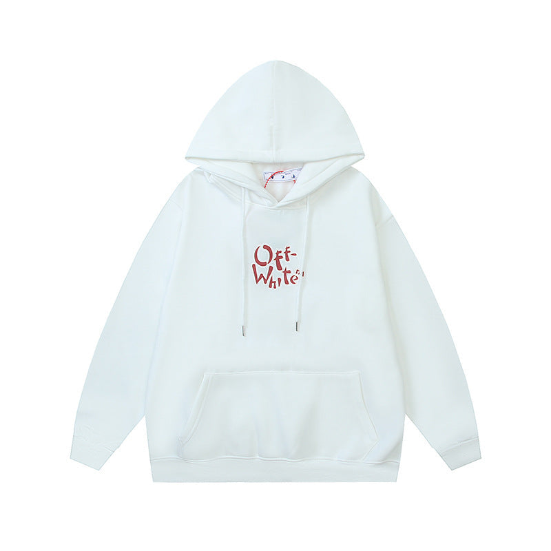 OW auspicious cloud letter arrow pattern hooded sweater