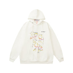 Off White hoodie cartoon series arrow pattern fleece hooded