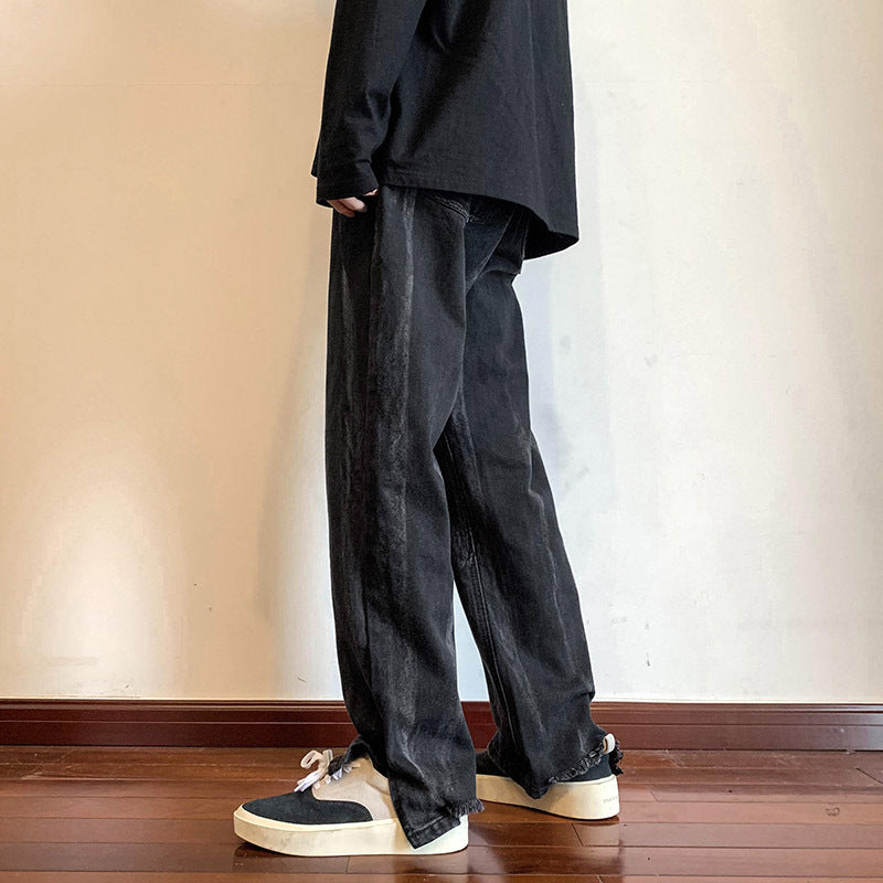 Men Jeans Wide-Leg Straight Pants Summer