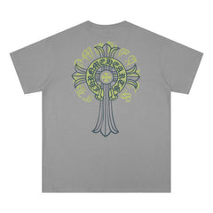 CHH Heart T Shirts Cross Print Short Sleeve T-Shirt Loose