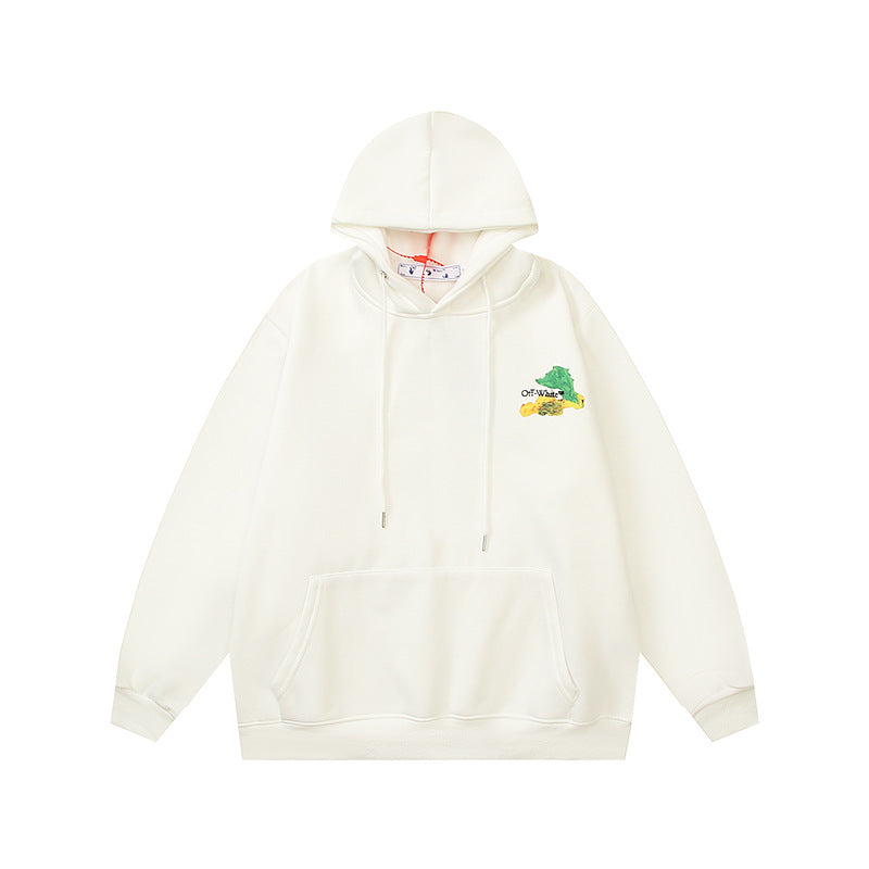 Off White hoodie autumn and winter colored arrow velvet