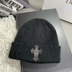 CHH  Heart Beanie Ripped Cross Knitted Hat Warm Hat Wool
