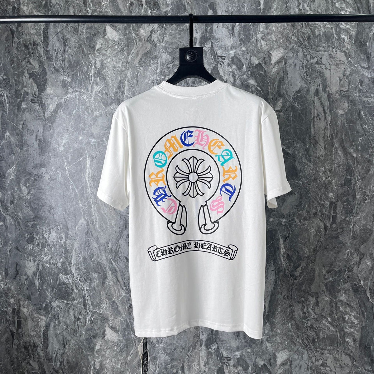 CHH Heart T Shirts Cross Horseshoe Print Embroidery T-Shirt Short Sleeve