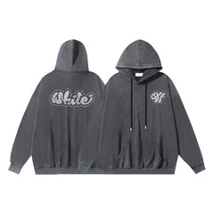 OW creative letter pattern washing water old hooded sweater