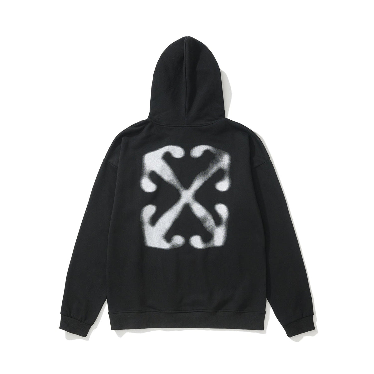 OW Fuzzy Arrow Pattern Pullover Hooded Sweater