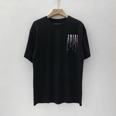 Amiri T Shirt Colorful Splash Ink Casual round Neck Short Sleeves T-shirt