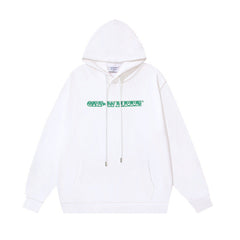 OW banknote letter arrow print pattern hooded sweater