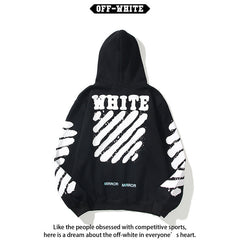 Off White hoodie 喷墨字母箭头图案加绒连帽