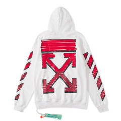 Off White hoodie红色渐变箭头图案连帽