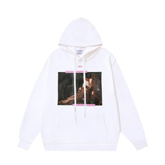 OW angel oil painting arrow pattern hooded sweater