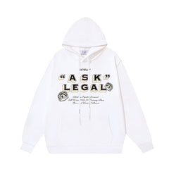 OW letter arrow pattern pullover hooded sweater