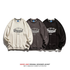 Men Pullover Hoodie Patchwork round Neck Sweater Men's and Women's Spring and Autumn Loose Top
