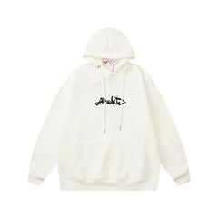 Off White hoodie Cartoon graffiti arrow pattern fleece hoodie
