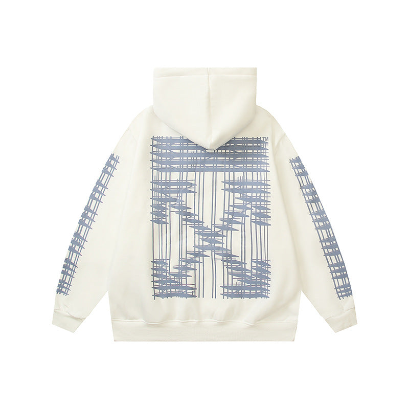 Off White hoodie geometric building arrow pattern fleece hooded