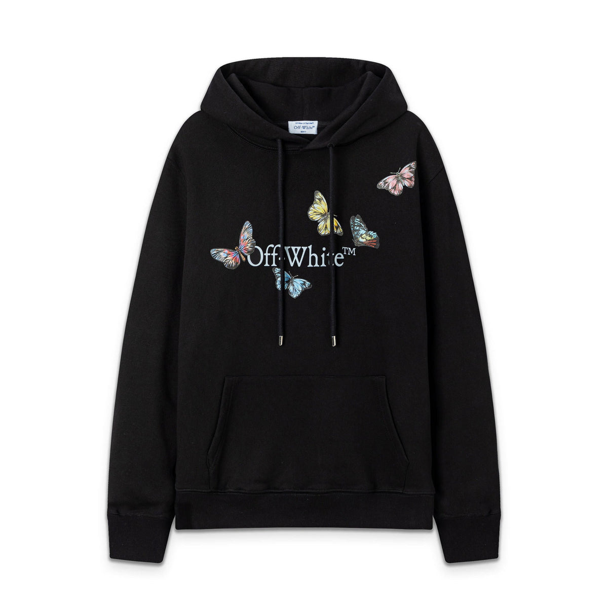 OW Butterfly Letter Print Pattern Pullover Hooded Sweater