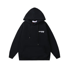 OW Curved Jellyfish Arrow Pattern Hooded Sweater